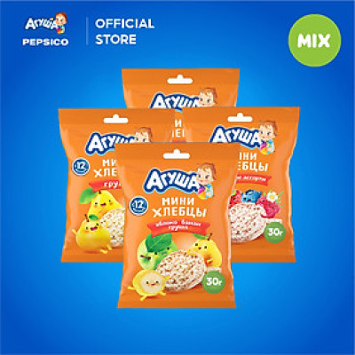 Combo 4 gói Bánh ăn dặm Agusha các vị hoa quả (30g/gói) dành cho bé từ 12 tháng trở lên