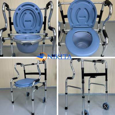 Khung tập đi cho người già có bô vệ sinh đi kèm, chắc chắn, an toàn, gấp gọn khi không sử dụng, chính hãng Nikita