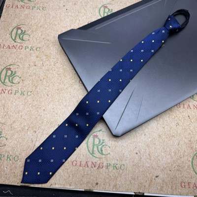 Cà vạt nam mẫu thắt sẵn dây kéo bản nhỏ 6cm mẫu xanh chấm vàng