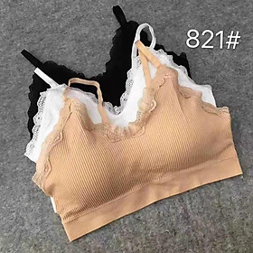 Áo Lót Nữ Bra Dệt Tăm Viền Ren 821 – Không Gọng, Co Giãn 4 Chiều