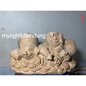 Tượng gia đình lợn phong thủy bằng gỗ  ngọc Am thơm nức 39x18x22cm