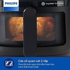 Nồi Chiên Không Dầu Điện Tử Philips NA230/00, 6.2 lít |1700W, Cửa Sổ Kính, Hàng Chính Hãng
