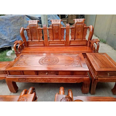 Bàn ghế tần thủy hoàng gỗ xà cừ tay 12