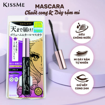 Mascara Chống Trôi Siêu Bền Giúp Nâng Cong Và Dày Mi Kissme Volume Up Mascara Super WP (6 G)