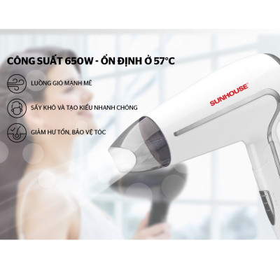 Máy sấy tóc gấp gọn Sunhouse SHD2308W 1500W - Hàng chính hãng