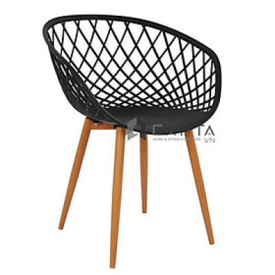 Ghế tiếp khách màu trắng BASKET Nội thất Capta Ghế cafe nhà hàng hiện đại thân nhựa pp có tay tựa thoải mái chân thép sơn giả gỗ Armchair Basket