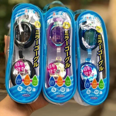 Kính bơi cao cấp Nhật Bản Yasuda dành cho bé từ 5~12 tuổi mắt kính cao cấp phủ gương chống sương mù, bóng mờ, chống tia UV