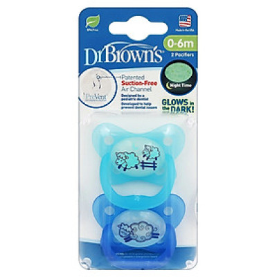 [ PV12006/PV12008 - Xanh ] Set 2 ty ngậm phát sáng dạ quang Prevent chỉnh nha, chống vẩu Dr.Brown