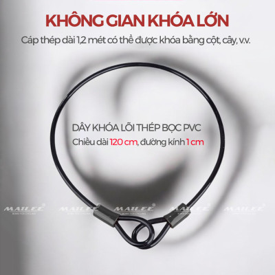 Khóa Chữ U Chống Trộm Cho Xe Máy/ Xe Điện/ Xe Đạp U-0511 Hợp Kim Thép Vỏ PVC - Khóa Mã 4 Số + Cáp Thép 1m2 (tùy chọn) - Mai Lee