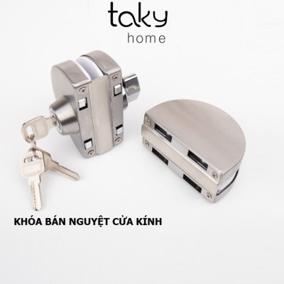 Khóa Bán Nguyệt Inox Cho Cửa Kính Cường Lực, Kính Thường, Lắp Đặt Không Phải Khoan Cắt Kính, Dễ Dàng Tiện Dụng - TakyHome 3205