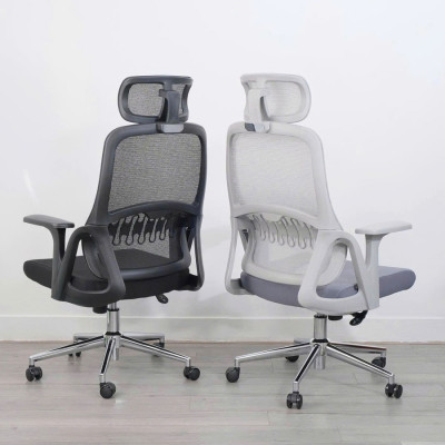 Ghế văn phòng lưng lưới xám cao cấp CM4561-2M Nội thất Capta Lưng lưới xám nệm vải xám khung và tay ghế nhựa màu xám ghế xoay nâng hạ gật gù chân xoay thép mạ chrome hcm