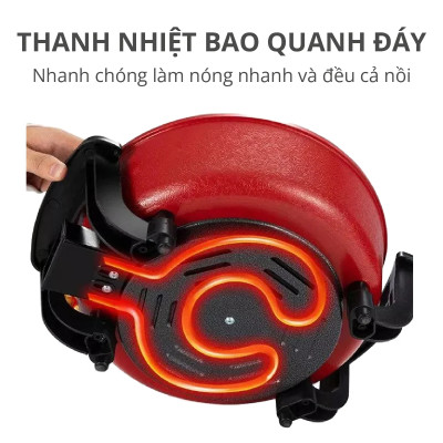 Nồi lẩu điện 2 ngăn Mishio MK112 5L - Hàng chính hãng