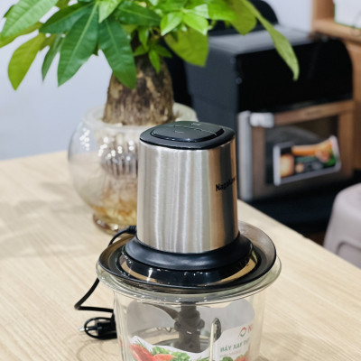 Máy xay thịt 2 lưỡi dao kép cối thủy tinh Nagakawa NAG0812 (400W - 1.5 Lít) - Hàng Chính Hãng