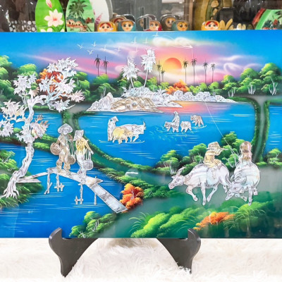 Tranh sơn mài - ĐỒNG QUÊ VIỆT NAM - Khảm cừ cao cấp, hàng xuất khẩu nhiều size