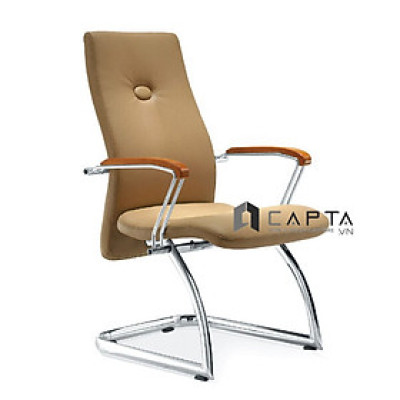 Ghế phòng họp nệm giả da màu nâu chân thép quỳ CV4103A-P Nội thất Capta