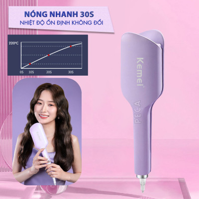 Máy uốn tóc sóng Kemei KM-3119 ion âm điều chỉnh 6 mức nhiệt độ phù hợp với mọi loại tóc - Hàng chính hãng