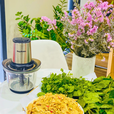 Máy xay thịt 2 lưỡi dao kép cối thủy tinh Nagakawa NAG0812 (400W - 1.5 Lít) - Hàng Chính Hãng