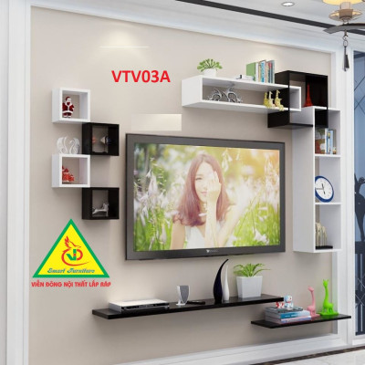 Bộ Kệ Ti Vi Treo Tường Trang Trí - Nội Thất Lắp Ráp
