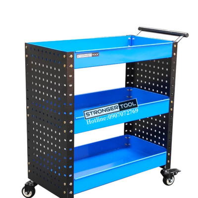 XE ĐẨY DỤNG CỤ 3 NGĂN 2 TẤM HÔNG DÙNG CHO GARAGE TIỆM SỬA XE MÁY