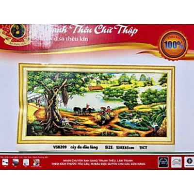 Tranh thêu kín Cây đa đầu làng vs8309, kích thước 130 x 65 cm