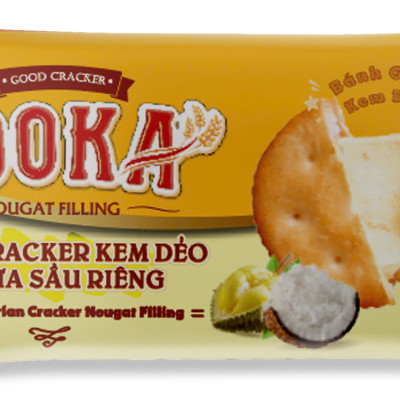 BÁNH CRACKER KEM DẺO VỊ DỪA - SẦU RIÊNG GOOKA NOUGAT FILLING BIBICA