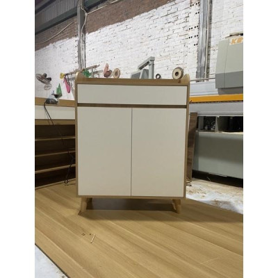 tủ giày dép gỗ công nghiệp 80x104x30 - mẫu 2 cánh, 1 ngăn kéo - chân gỗ sồi