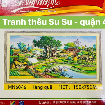 Tranh thêu kín chữ thập Làng quê MN6046, kích thước 150 x 75 cm