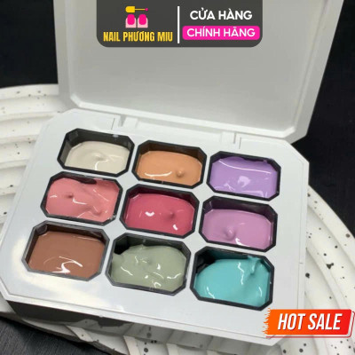 Set Gel Dặm Ombre 9 Màu HUAXI Số 4 Tông Màu Dịu Dàng, Siêu Mịn Mướt, Không Cần Pha Bột, Độ Mịn Cao Làm Nail Nữ Women