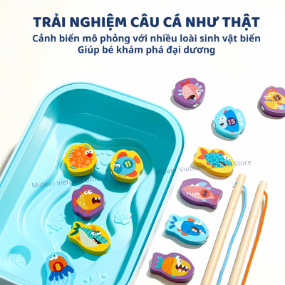Đồ chơi câu cá nam châm bằng gỗ Mideer  Magnetic Fishing Toy cho bé