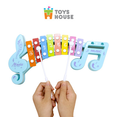 Đồ chơi đàn gõ Xylophone cho bé tám phím hình nốt nhạc - Đồ chơi âm nhạc cho bé Toyshouse 683-2