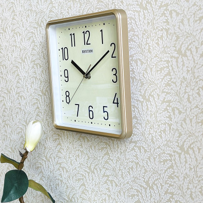 Đồng hồ treo tường Nhật Bản Rhythm CMG598NR13- Kt 25.2 x 25.2 x 4.3cm, 500g Vỏ nhựa. Dùng Pin.