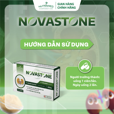 Viên uống Novastone hỗ trợ ức chế hình thành, tăng đào thải chất lắng cặn, sỏi tiết niệu (30 viên) - Nutramed