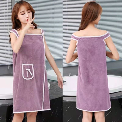 Khăn  tắm  nữ   2 trong 1 , xỏ tay - Áo  khăn tắm nữ kiểu đầm trơn , mịn , thoáng mát , phong cách hiện đại phù hợp với mọi loại dáng  , giao màu ngẫu nhiên