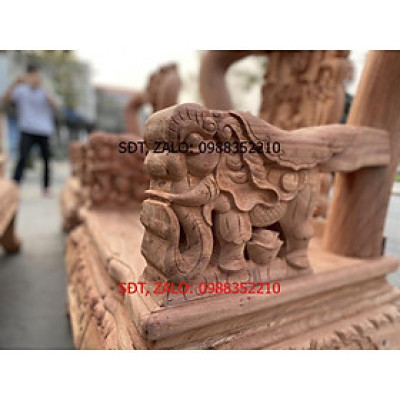 Bộ Bàn Ghế Minh Quốc Voi Đấu 9 món Gỗ hương Đá