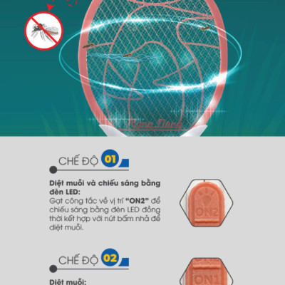 Vợt bắt muỗi Rạng Đông VBM RD.05 công nghệ mới diệt muỗi cực nhạy, có đèn LED - Hàng chính hãng