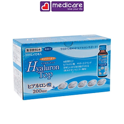 Nước uống SHINNIPPAI Hyaluron Top 200mg Giúp Dưỡng Ẩm và Làm Đẹp Da Hộp 10 lọ