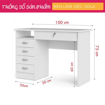 Bàn làm việc tại nhà bằng gỗ kiểu dáng nhỏ gọn SMLIFE Dola