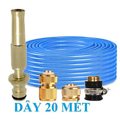 Vòi Xịt Rửa Xe️ Bộ dây vòi xịt nước rửa xe, tưới cây , tăng áp 3 lần, loại 20m 206587 đầu đồng, cút đồng
