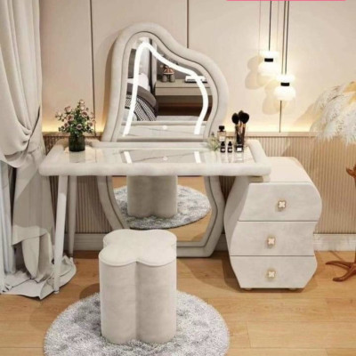 Bàn trang điểm BT Juno Sofa bọc da mặt kính gương led cảm ứng 