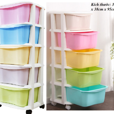 Tủ Đa Sắc 5 Tầng Có Bánh Xe Di Chuyển Tiện Lợi- Tủ Đựng Đồ Dùng Gia Đình - Hàng Chính Hãng MINIIN