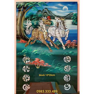 ĐỐC LỊCH SƠN MÀI KHẢM TRAI, ỐC -SONG MÃ (mã đáo thành công)