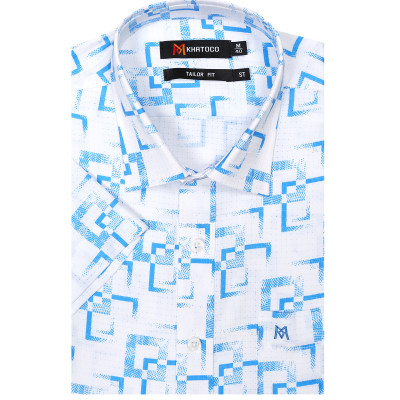 Áo sơ mi nam tay ngắn form suông vạt ngang Khatoco A1MN538T2-CNIN337-2504-N-CÔNG NGHỆ NANO MỚI