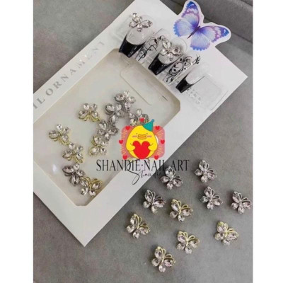Set Charm Nơ Đen Trắng, Bướm Kim Loại Chống Han Gỉ, Trang Trí Móng Đẹp, Làm Nail Sang Trọng Nail Phương Miu Nữ Women