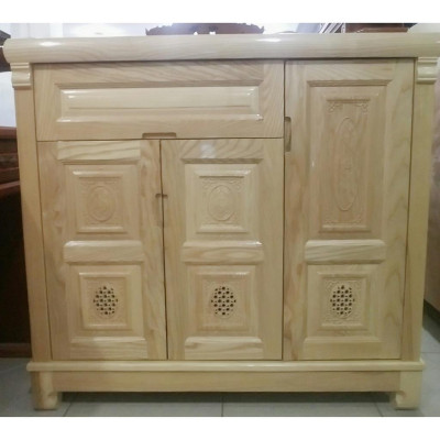 Tủ giày 3 cánh gỗ sồi màu tự nhiên, tủ đựng dày dép gỗ