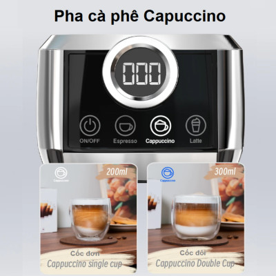 Máy pha cà phê Espresso bán tự động 3 trong 1 Thương hiệu HiBREW H13A Mỹ Với Công suất 1350W, Áp suất 20 bar - Bảo hành 12 tháng, Hàng Nhập Khẩu