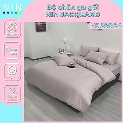 [5 MÓN] Bộ DRAP mát lạnh, MỀN chần, áo gối tencel NIN Jacquard NJ6803 màu xám 1m6, 1m8, 2m