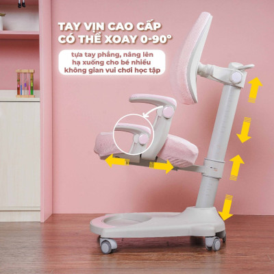 Ghế học sinh chống gù đa năng Juno sofa nâng hạ chiều cao tay gạt CT G06 có khóa bánh trọng lực, xoay 360 độ