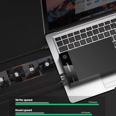 Ugreen UG50423US222TK hỗ trợ 16TB hộp đựng ổ cứng 3.5" 2.5 inch chuẩn SATA ra usb 3.0 có cấp nguồn - HÀNG CHÍNH HÃNG
