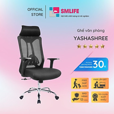 Ghế xoay nhân viên lưng cao bọc lưới SMLIFE Yashashree