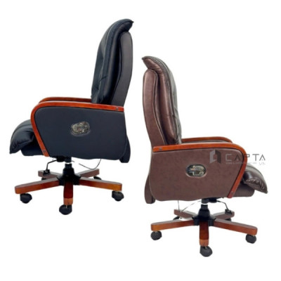 Ghế Chủ tịch da thật CD7159-L Nội thất Capta Ghế Giám đốc nệm da bề mặt tiếp xúc chân ghế thép ốp gỗ ngả lưng nghỉ trưa, điều chỉnh xoay nâng hạ độ cao